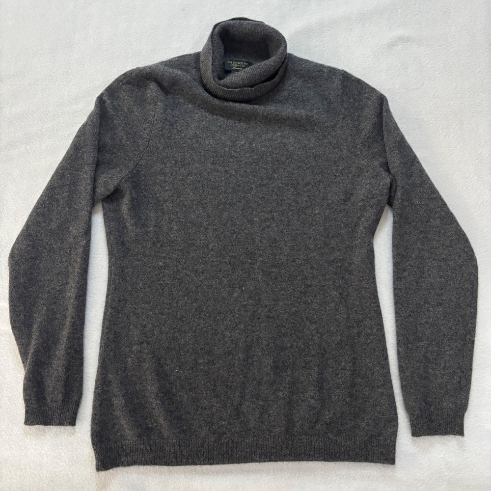 Charter Club Luxury 100% Cashmere Turtleneck Sweater Charcoal Gray Womens Medium